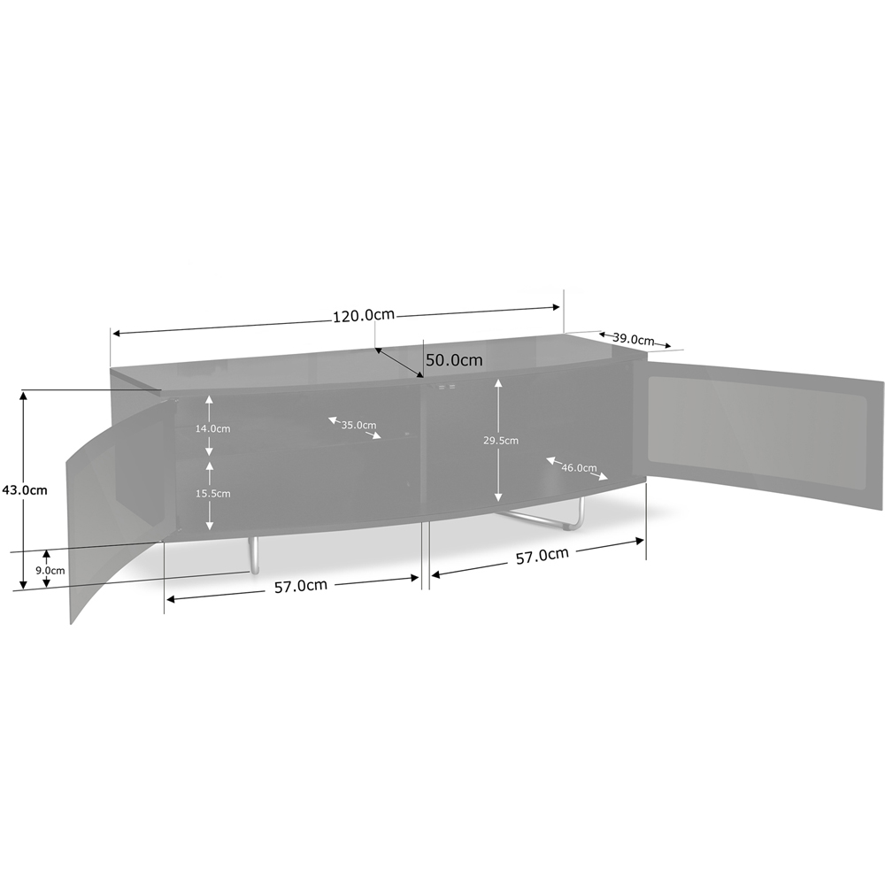 Centurion Supports Caru Gloss Black 2 Door TV Unit Image 9