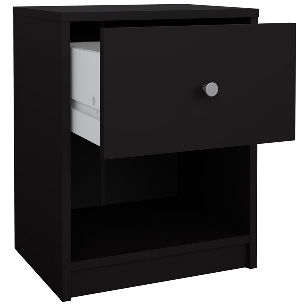 Furniture To Go May Single Drawer Single Shelf Black Bedside Table Image 4