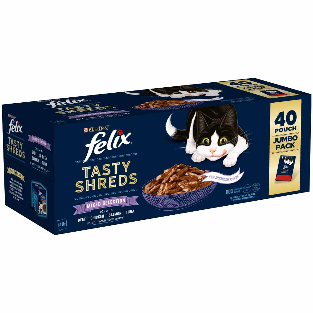 Felix Tasty Shreds Mixed Selection in Gravy Cat Food 40 x 80g Image 2