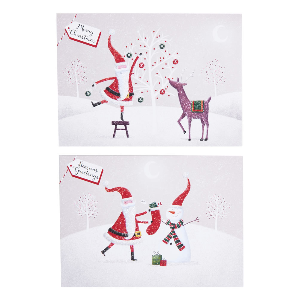 Wilko 16 pack Luxury Santa and Snowman Christmas Cards Image
