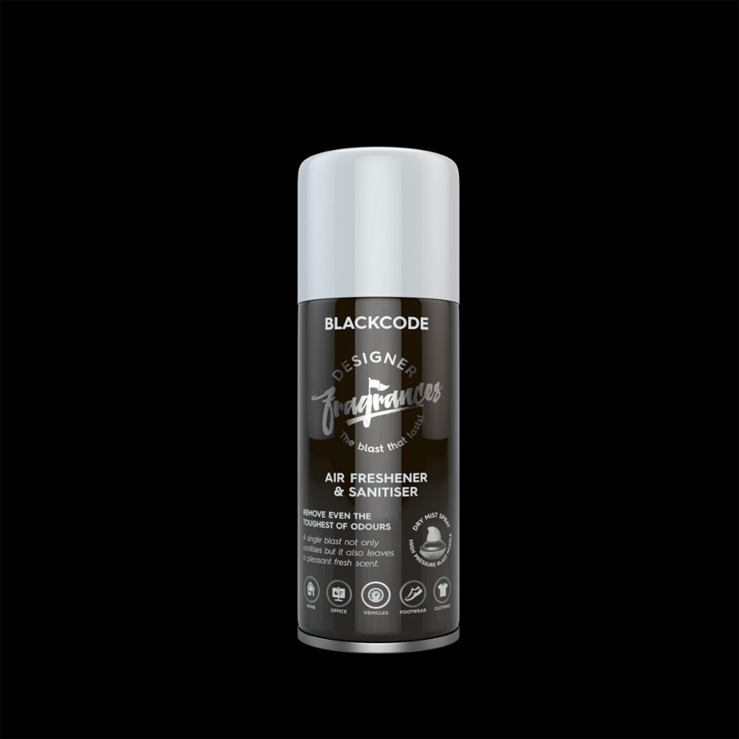 Designer Fragrances Blackcode Air Freshener and Sanitiser Blast Can Image 2