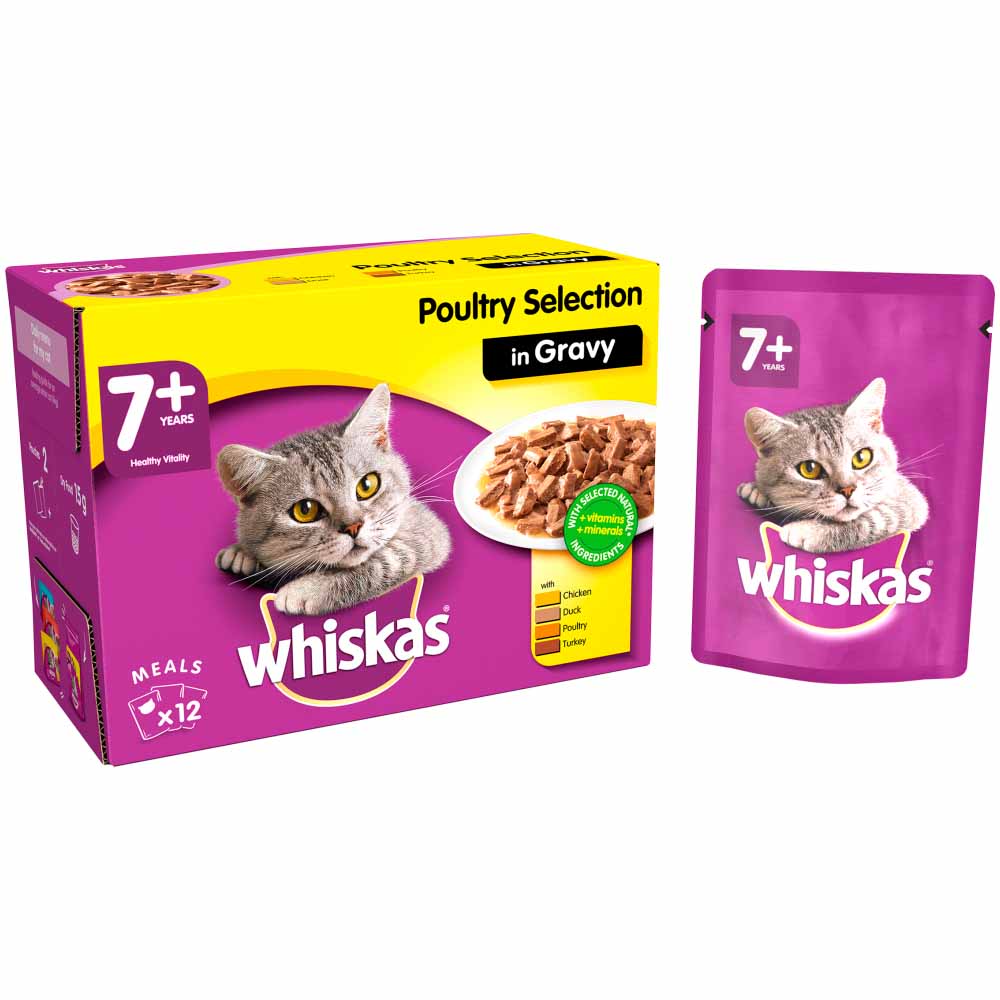 Whiskas Senior 7 Years+ Poultry Selection in Jelly Cat Food Pouches 12x100g Image 3