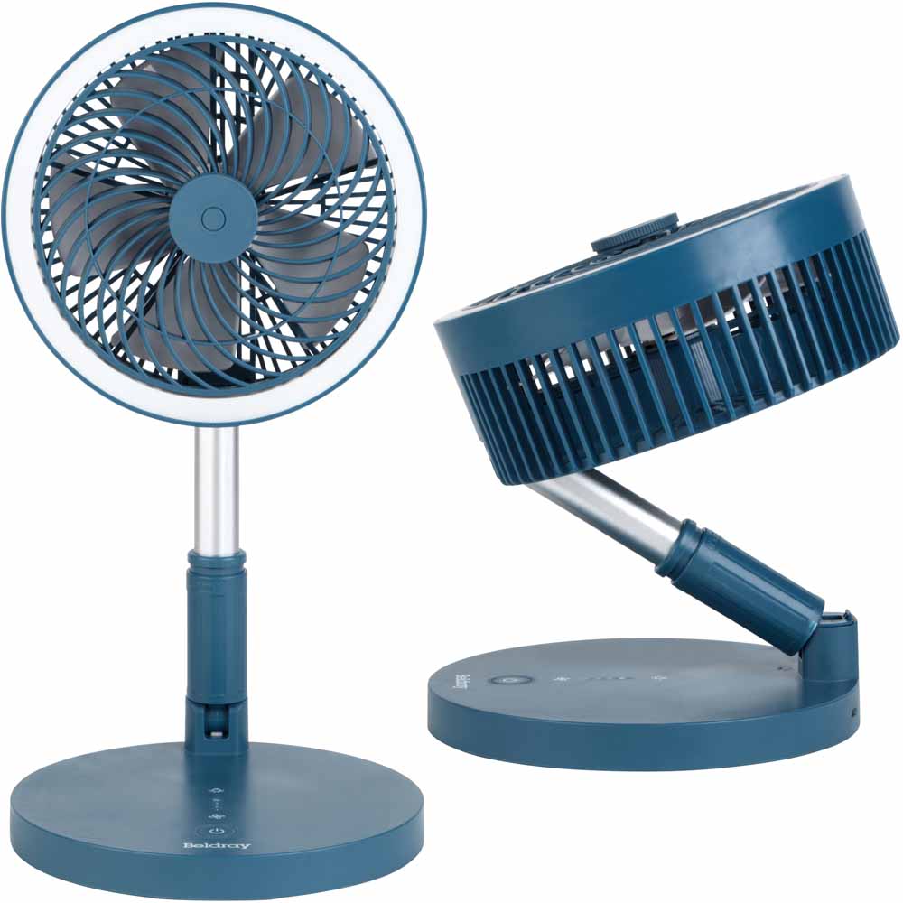 Beldray Cordless LED Foldable Fan Blue Image 1