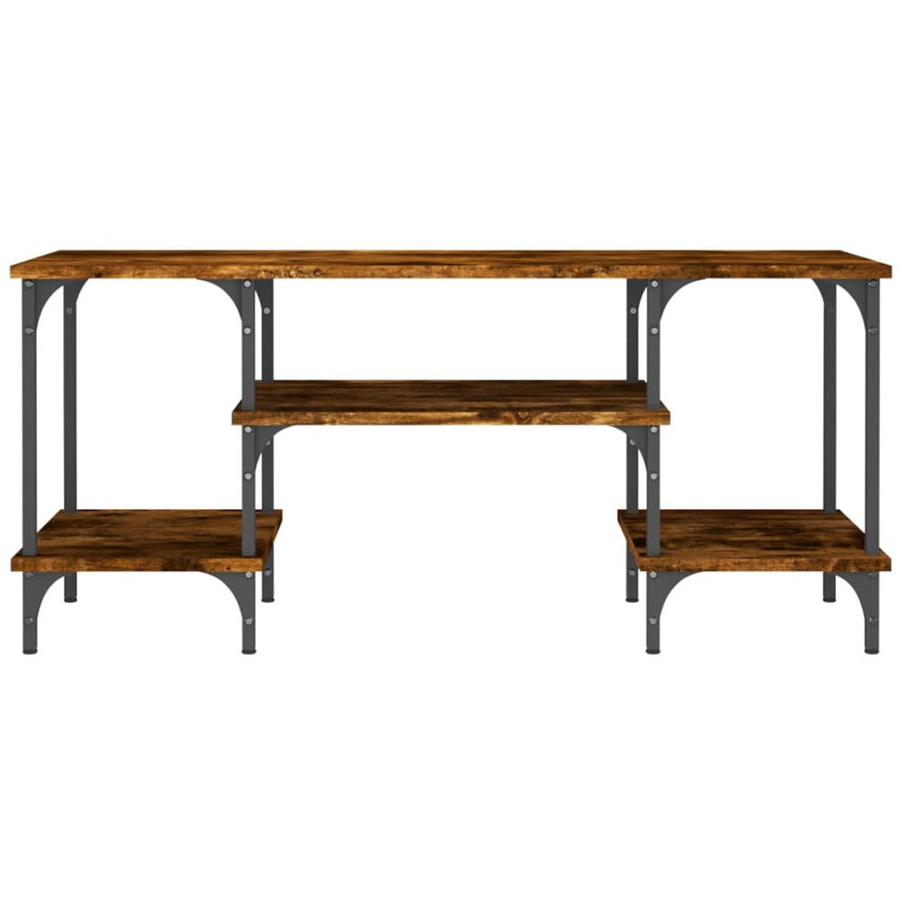 vidaXL 3 Open Shelf Smoked Oak TV Cabinet with Adjustable Legs Image 5
