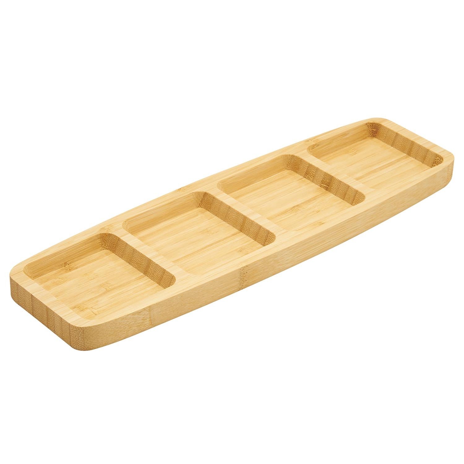 Bamboo Divided Serving Tray - Natural Image 1