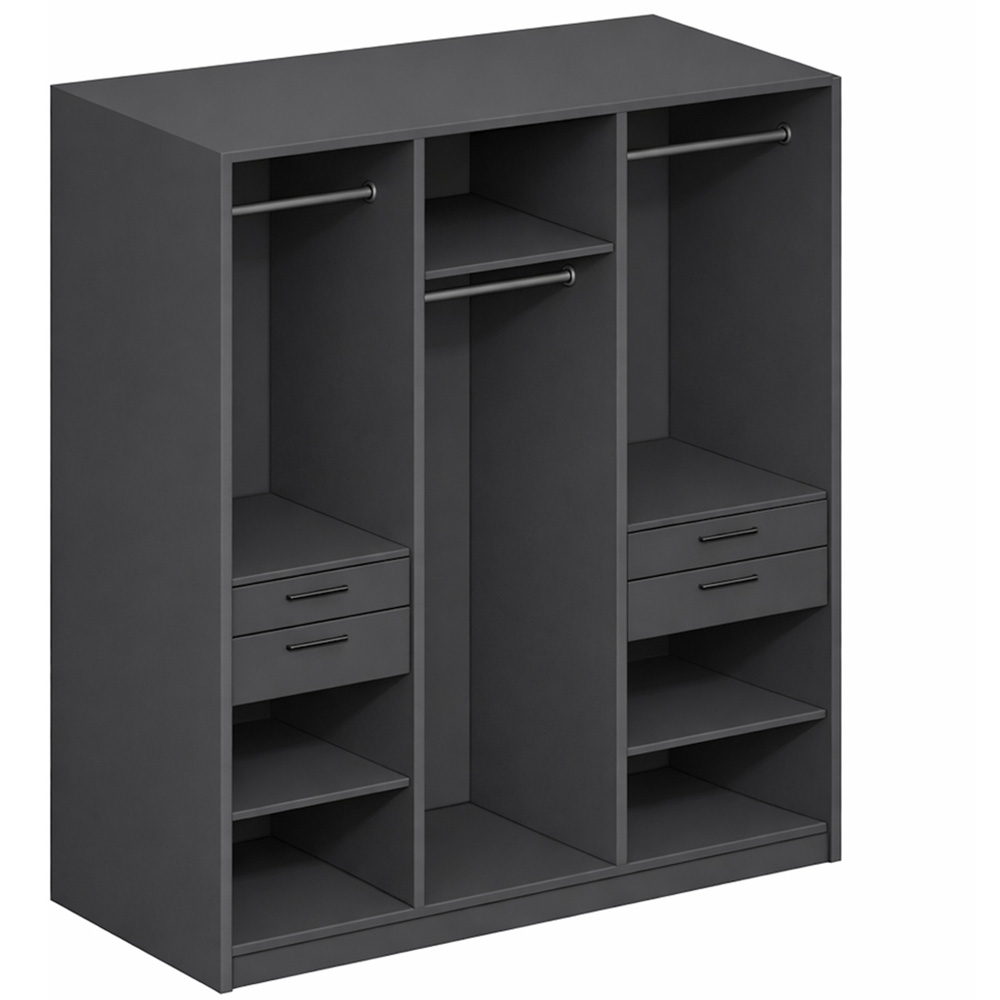 TJ'S Lyon 5 Door 4 Drawer Natural Mirrored Wardrobe Image 3