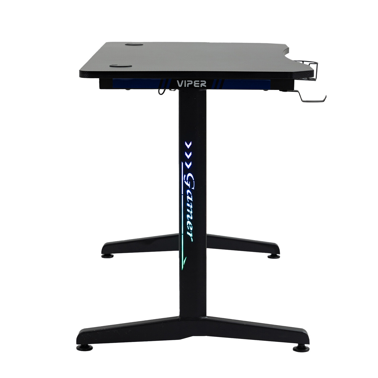 Viper LED Gaming Desk with Cup Holder Black Image 4