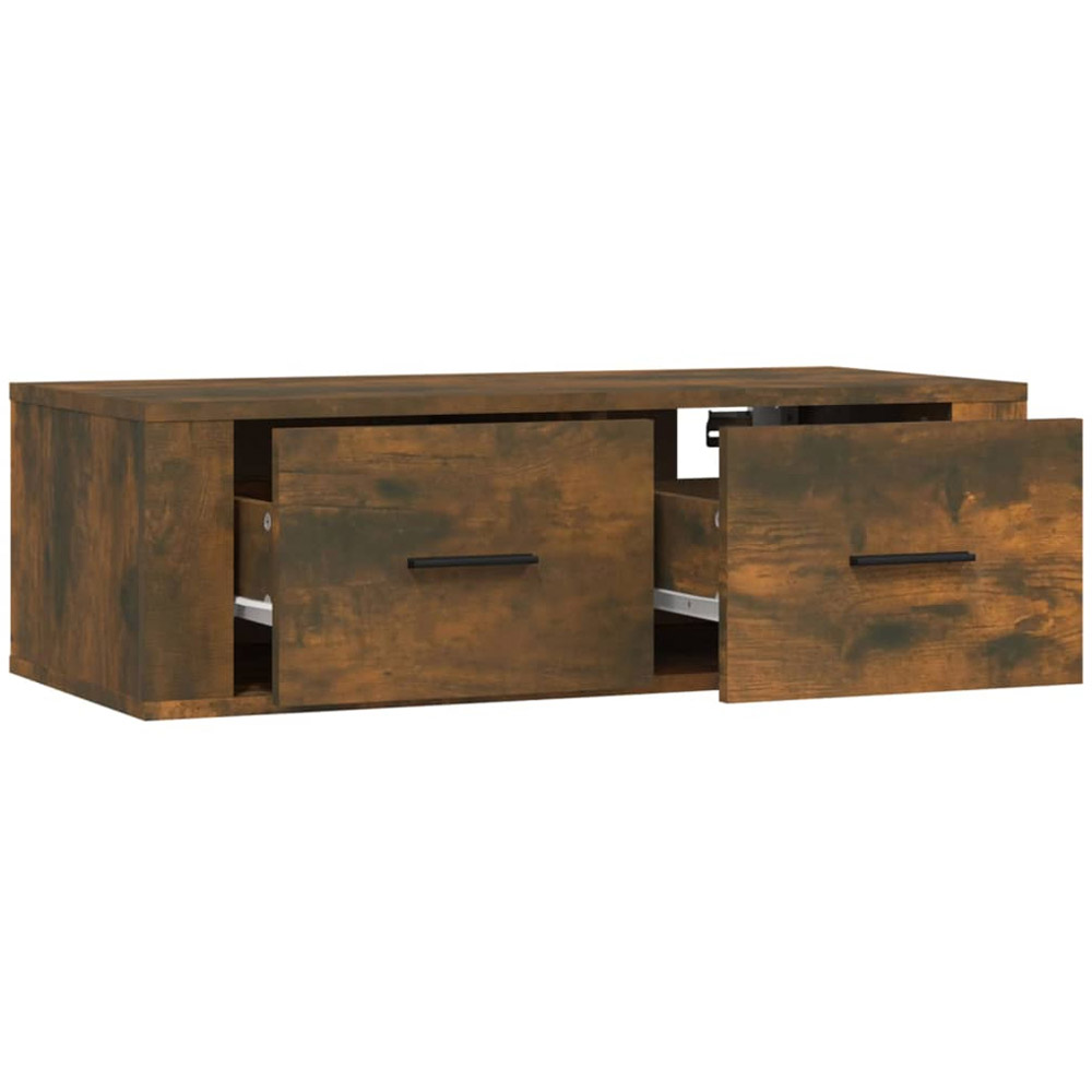 vidaXL 2 Drawer Smoked Oak Wall Mounted TV Cabinet Image 7