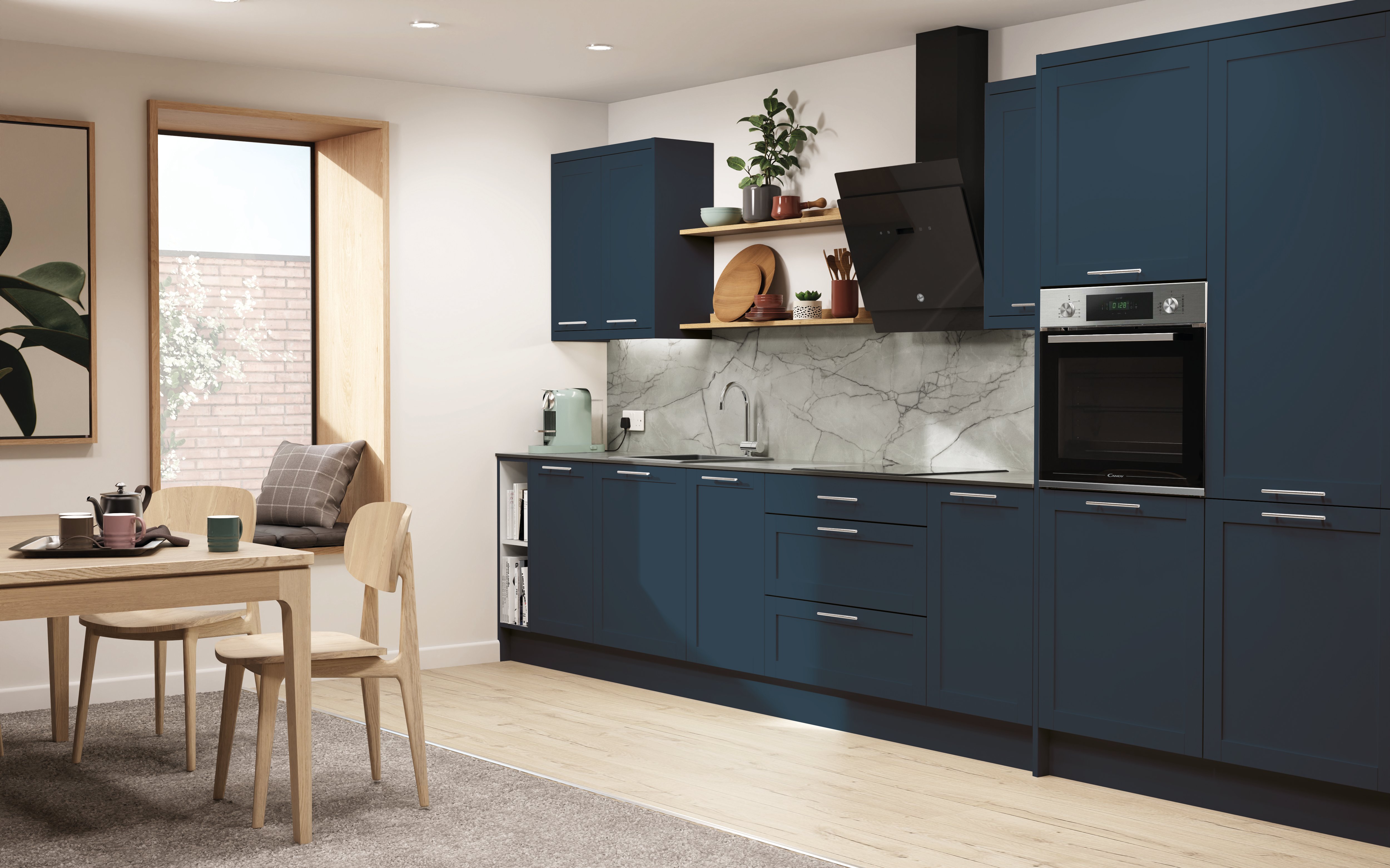 wilko Smooth Matt Shaker Indigo Double Oven Housing Drawers 600mm Image 2