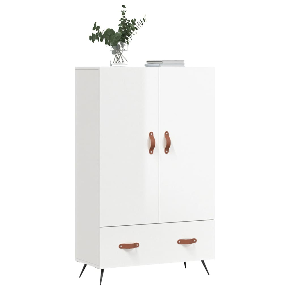 vidaXL 2 Door Single Drawer High Gloss White Highboard Image 4