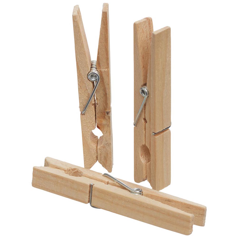 Wilko Wooden Dolly Pegs 24pk and Caddy Wilko