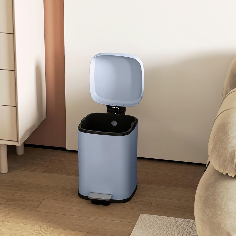 HOMCOM Light Blue Pedal Kitchen Bin with Soft Close Lid 12L Image 4