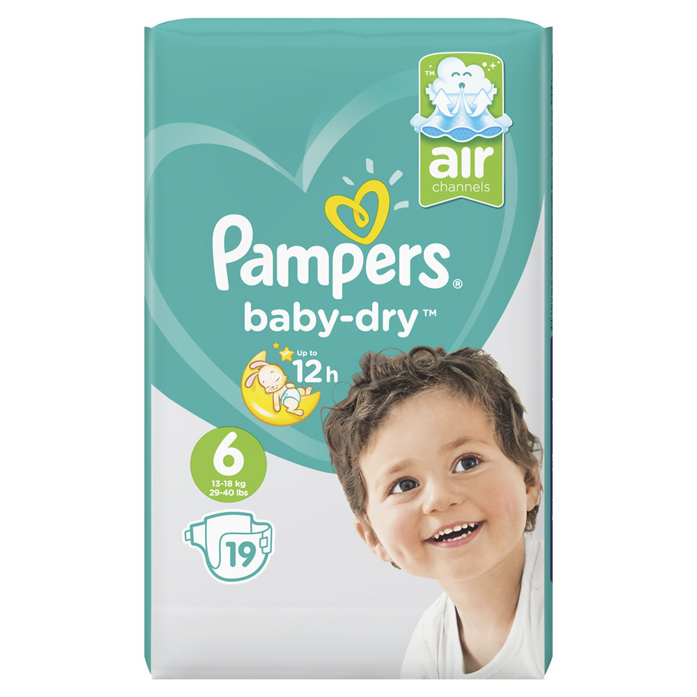 Pampers Baby Dry Nappies Carry Pack Size 6 19pk Image 1