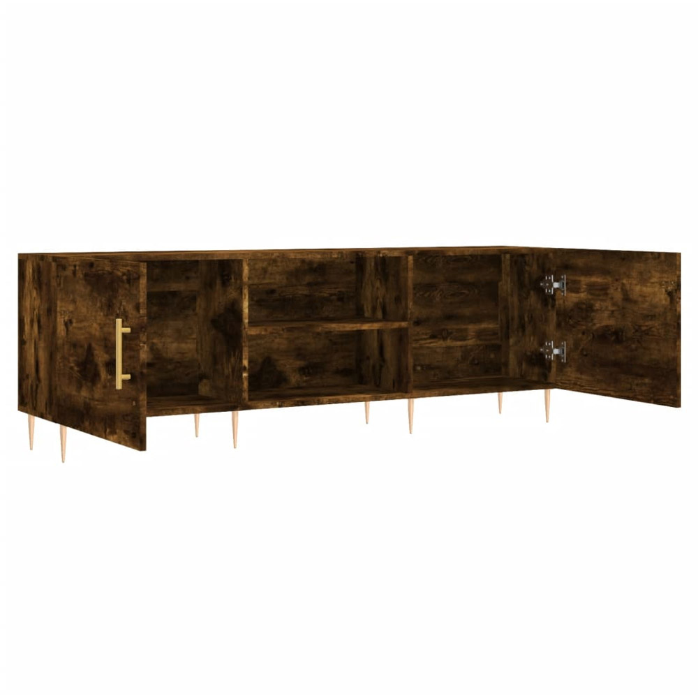 vidaXL 2 Door 2 Open Shelf Smoked Oak TV Cabinet with Legs Image 6
