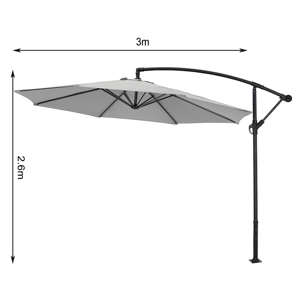 Living and Home Light Grey Garden Cantilever Parasol with Rectangular Base 3m Image 8