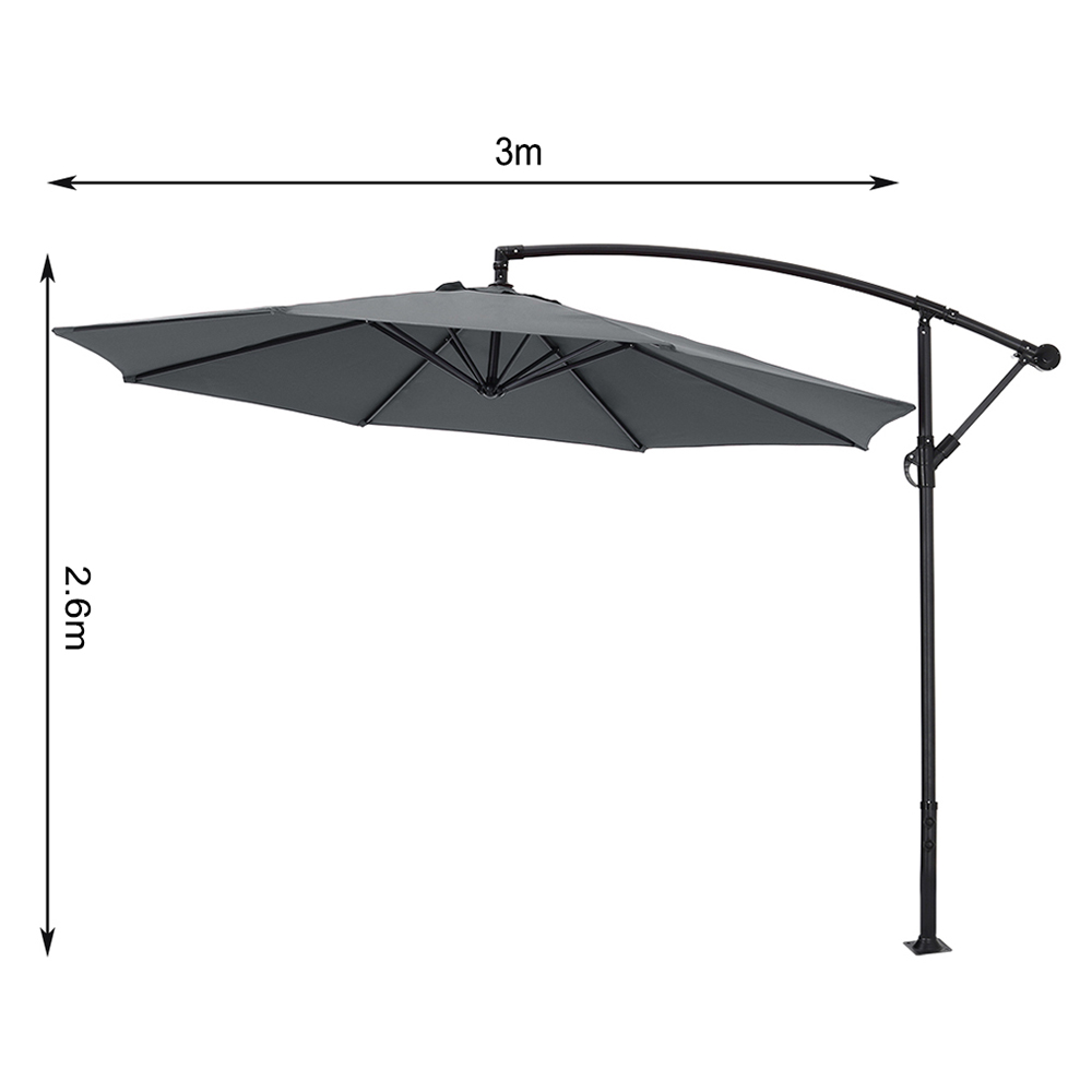 Living and Home Dark Grey Cantilever Parasol with Square Base 3m Image 7