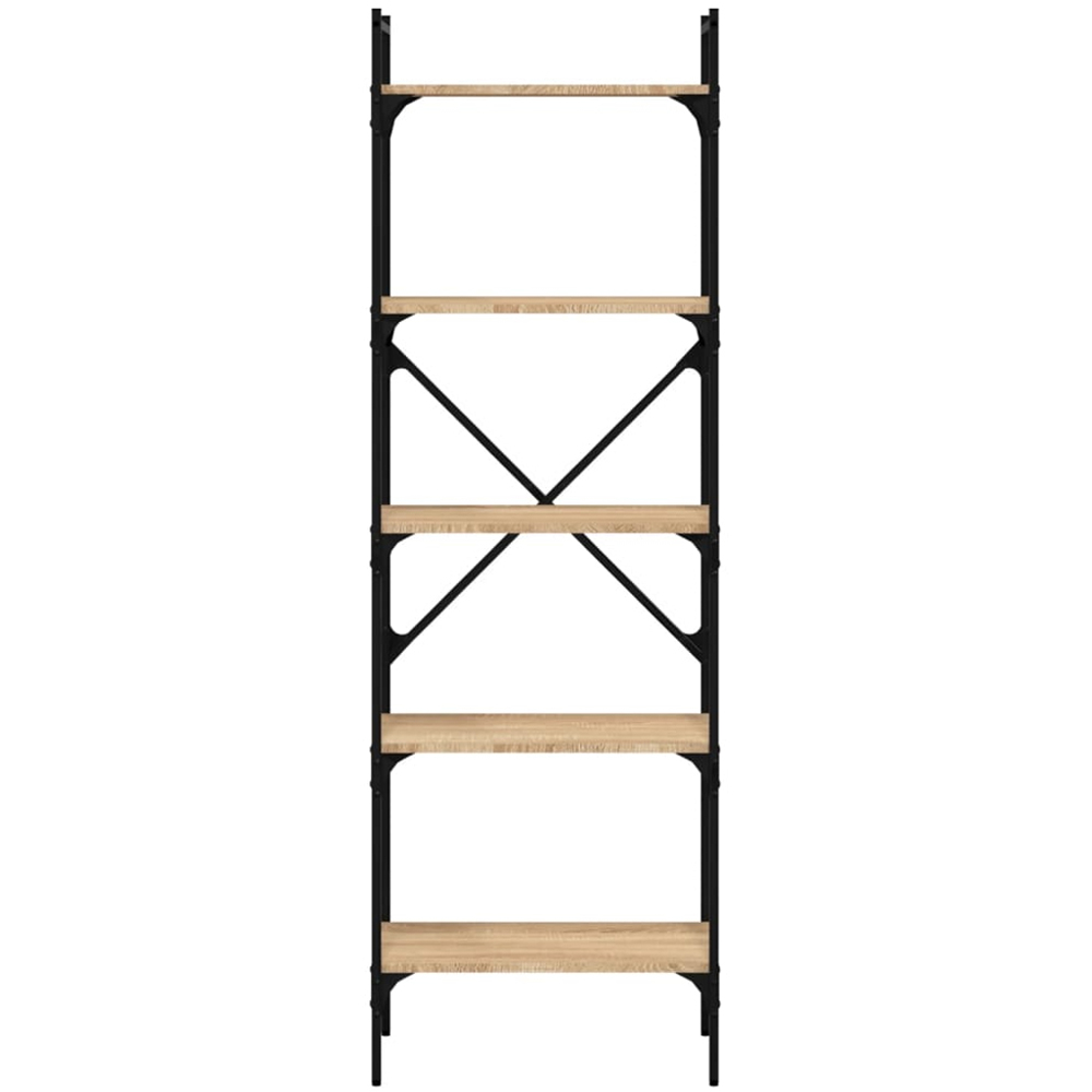vidaXL 5 Shelf Sonoma Oak Industrial Style Tall Bookcase Image 4
