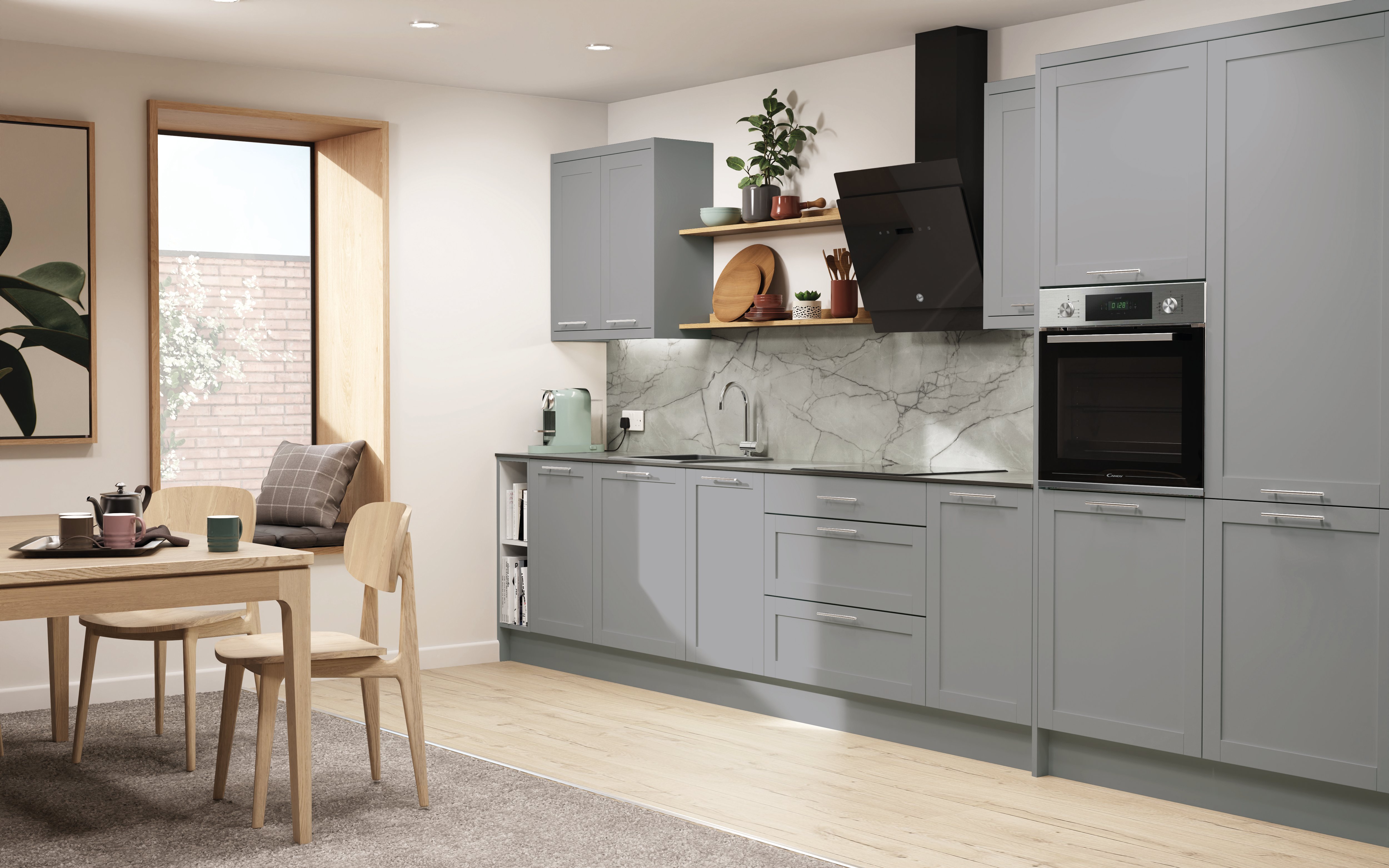 wilko Smooth Matt Shaker Dust Grey Corner Base Door 1000 x 500mm Image 2
