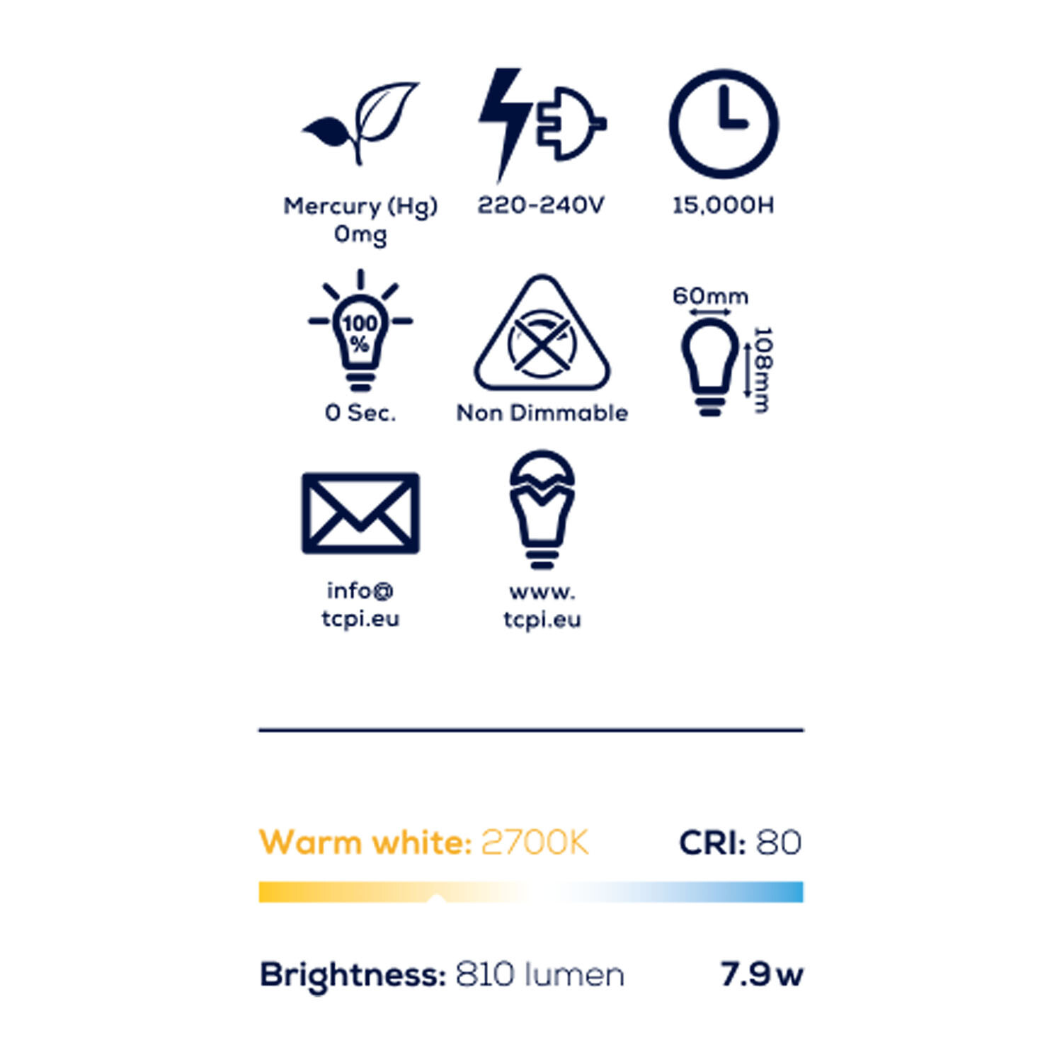 TCP LED Classic 810L B22 Bulbs - Warm White Image 3