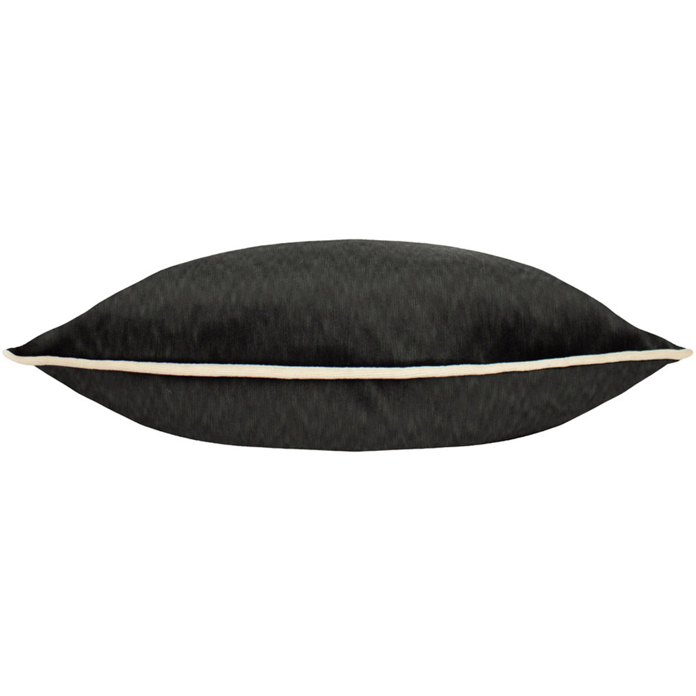Paoletti Torto Black and Ivory Velvet Touch Piped Cushion Image 2