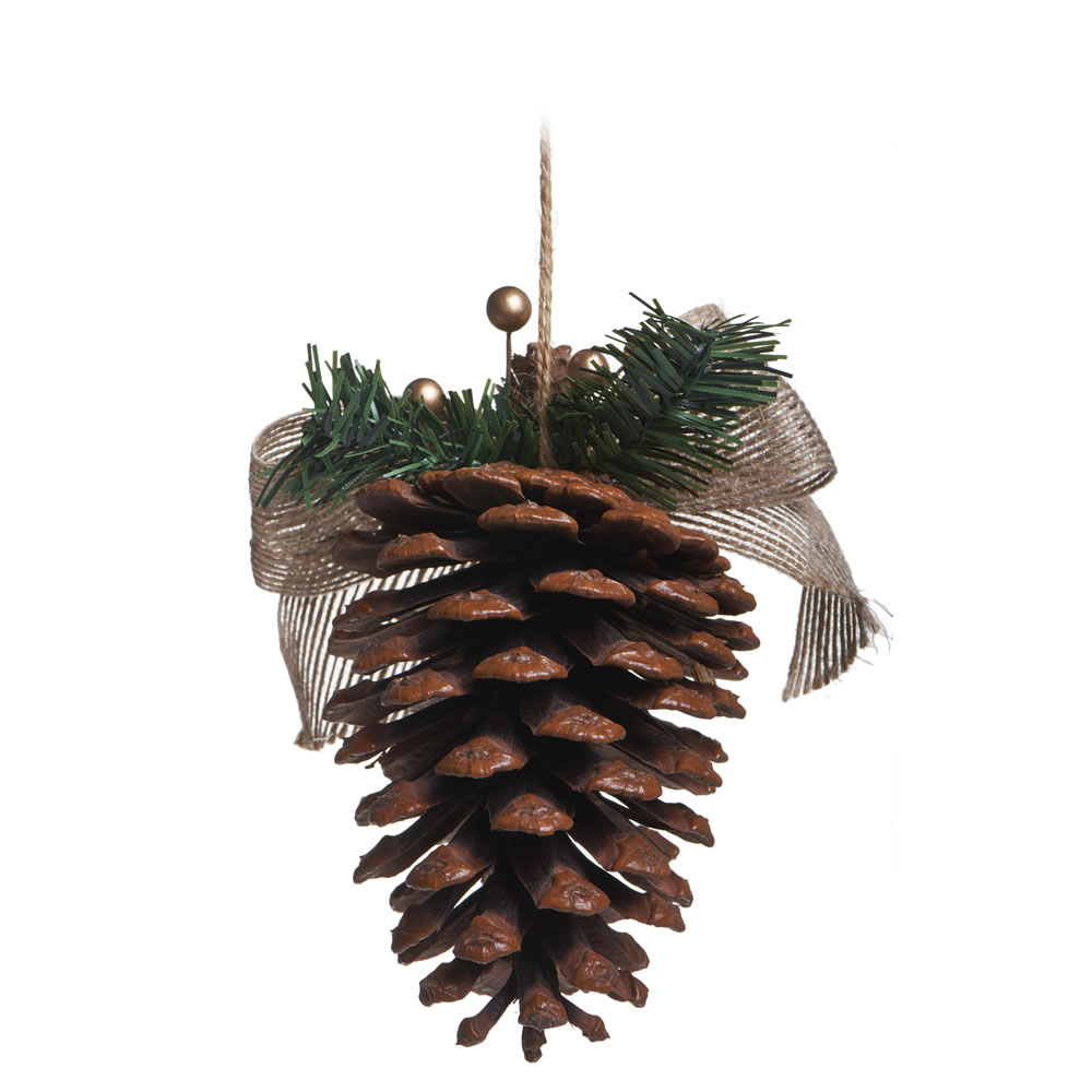 Wilko Large Country Christmas Pinecone Decoration Image 2