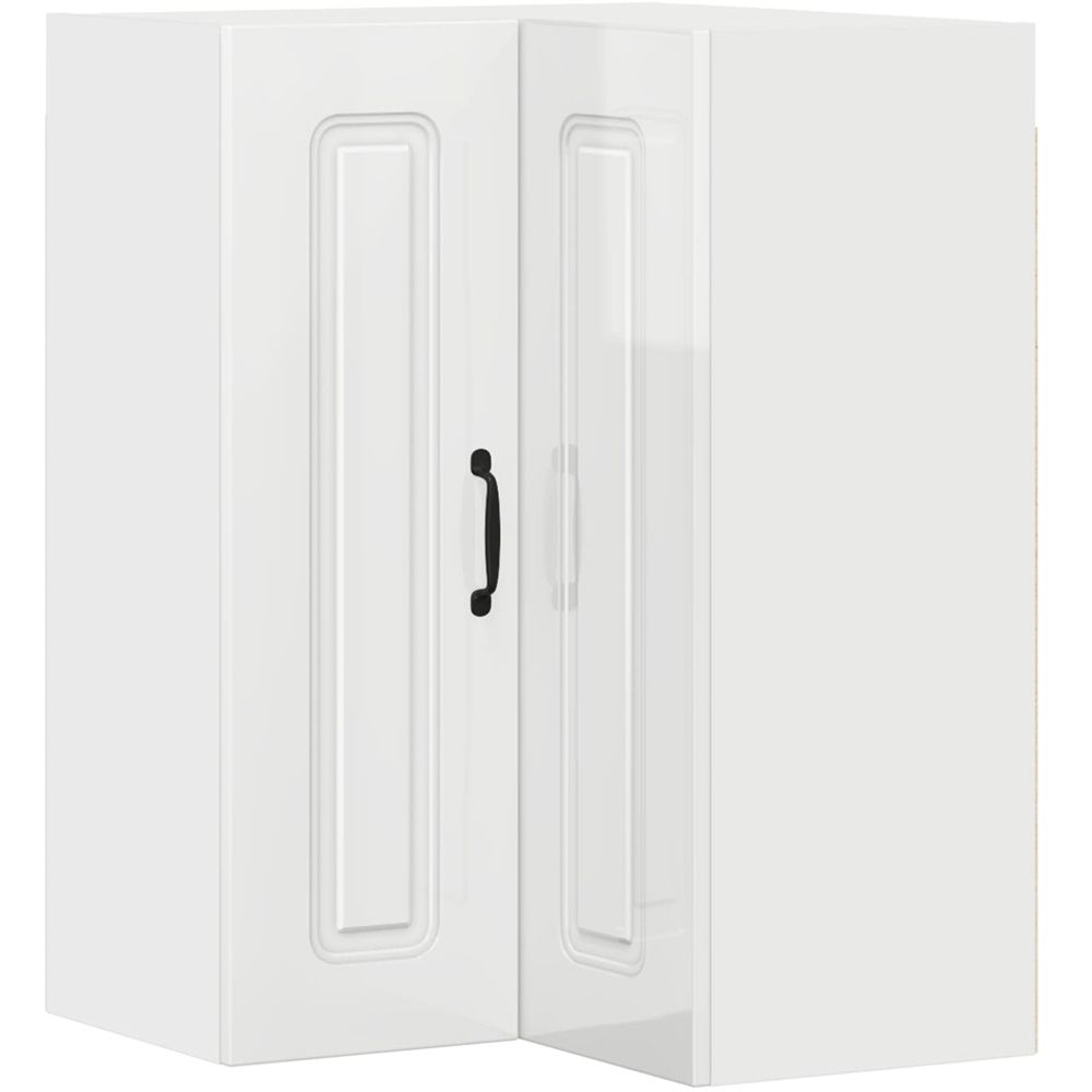 vidaXL 2 Door High Gloss White Kitchen Wall Corner Cabinet Image 2