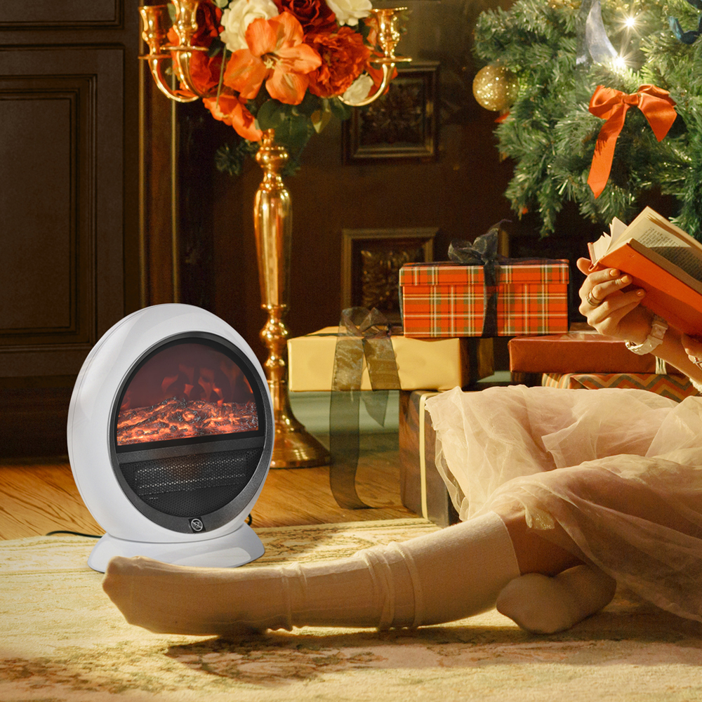 HOMCOM Ava White Rotatable Electric Fireplace Heater 1500W Image 6