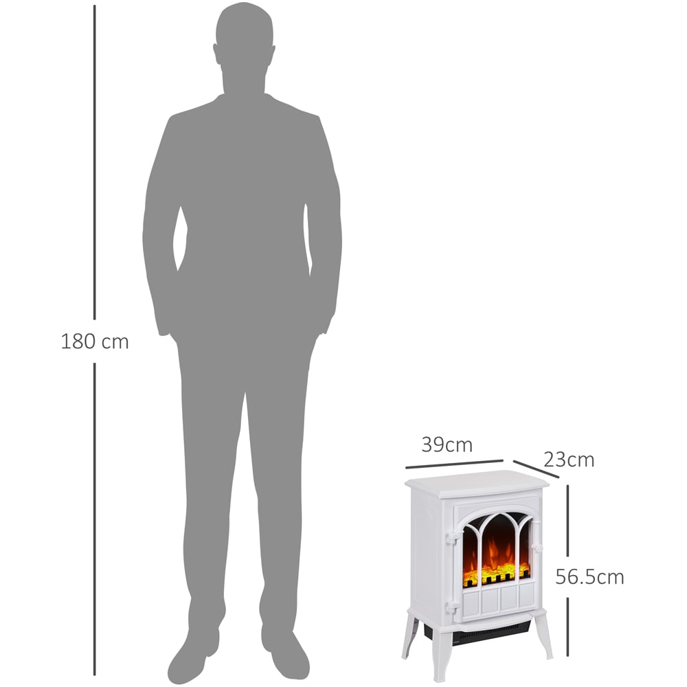 HOMCOM White Freestanding Electric LED Fireplace Heater with Flame Effect 2000W Image 7