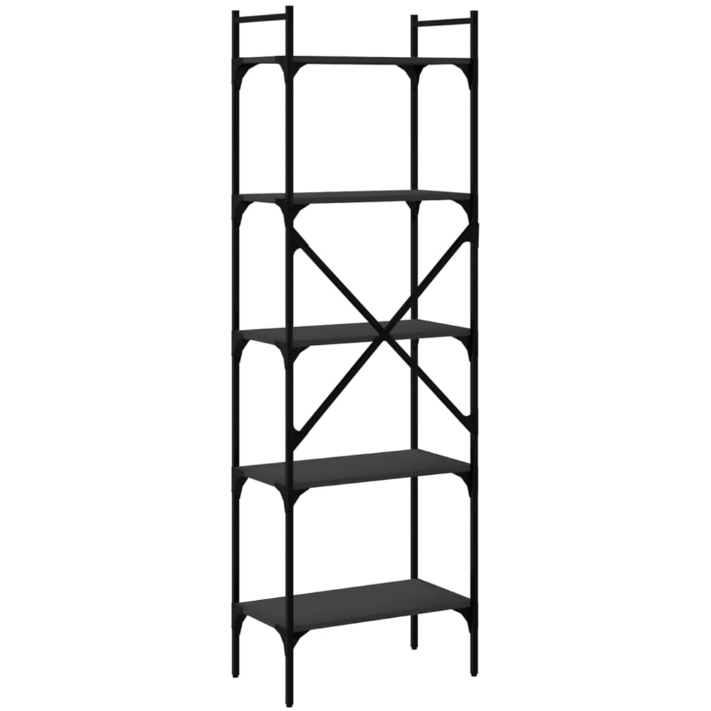 vidaXL 5 Shelf Black Industrial Style Bookcase Image 6