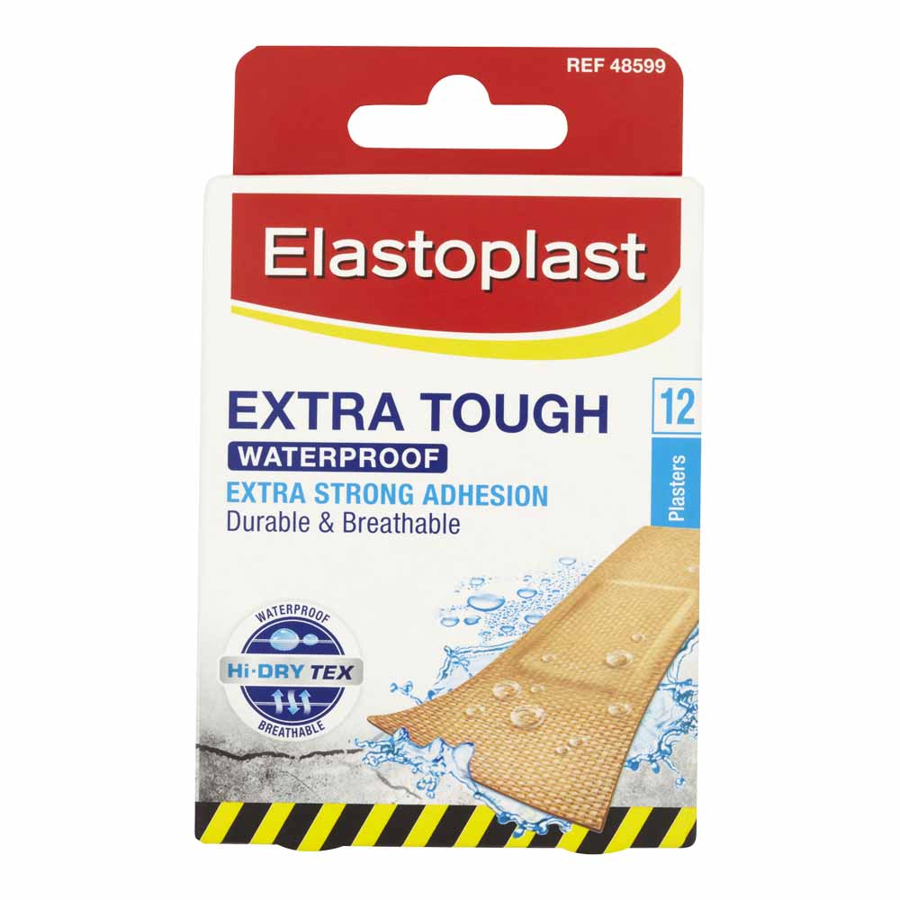 Elastoplast Extra Tough Waterproof Plasters 12 pack Image 1