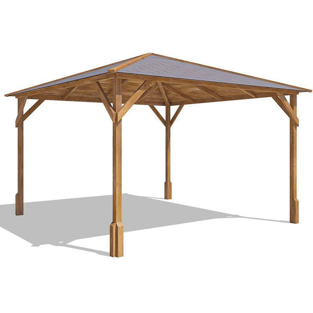 Dunster House Utopia 300 3 x 3m Brown Wooden Gazebo with Roof Shingles Image 2