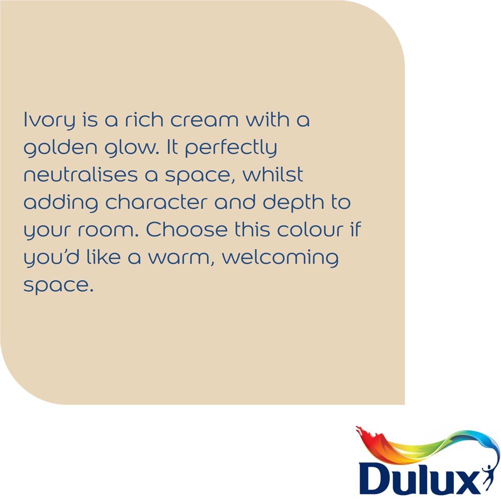 Dulux Walls & Ceilings Ivory Matt Emulsion Paint 2.5L Image 6