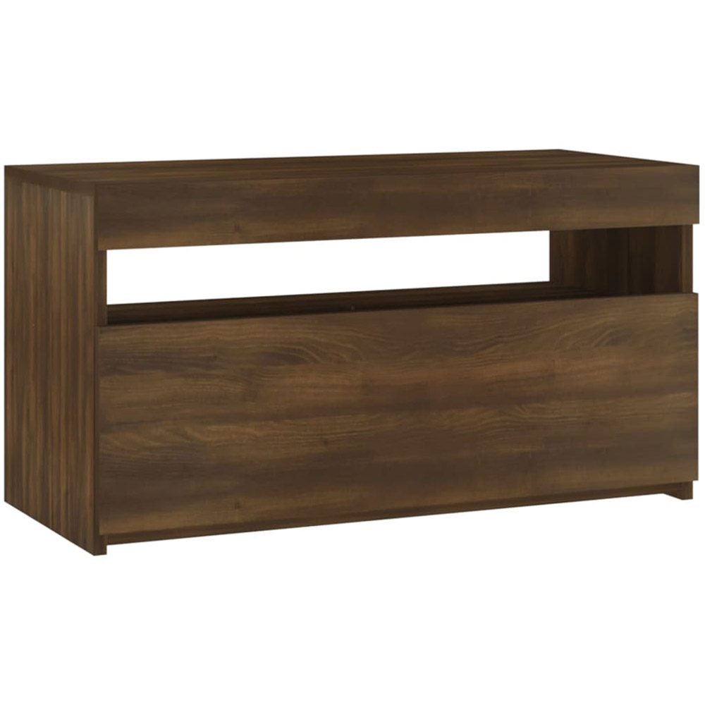 vidaXL Single Flap Door Single Open Shelf Brown Oak TV Cabinet with LED Light Image 2