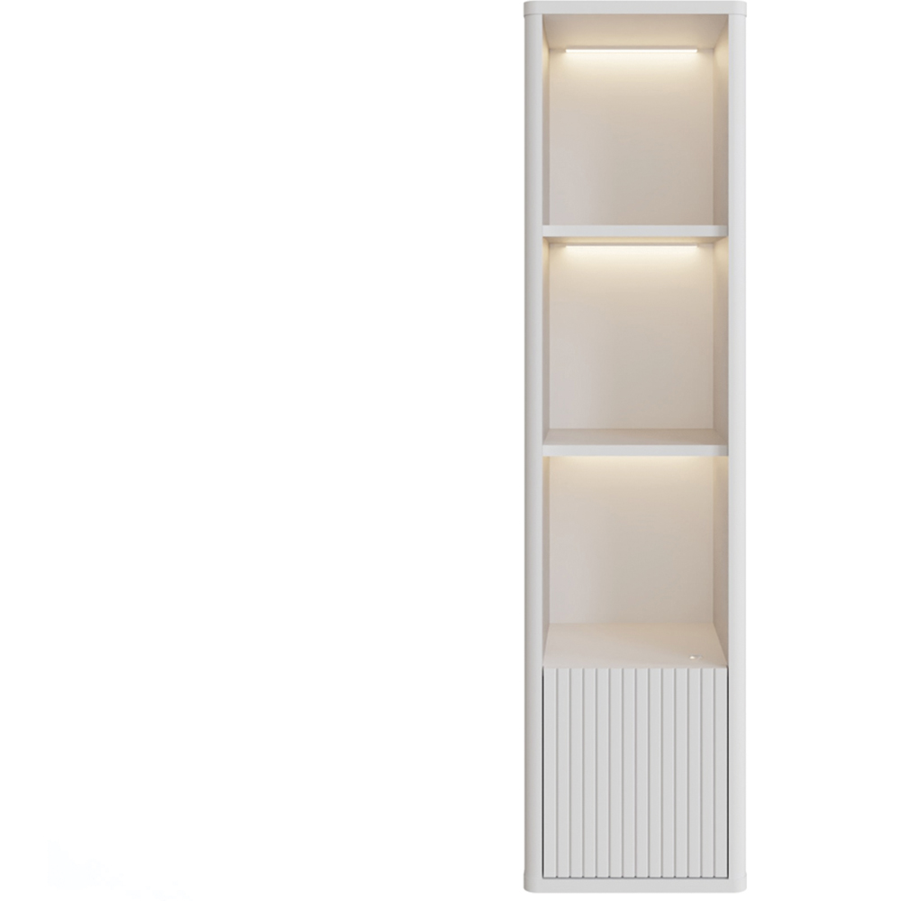 GFW Mateo Single Door 3 Shelf White Wall-Mounted LED Display Unit Image 4