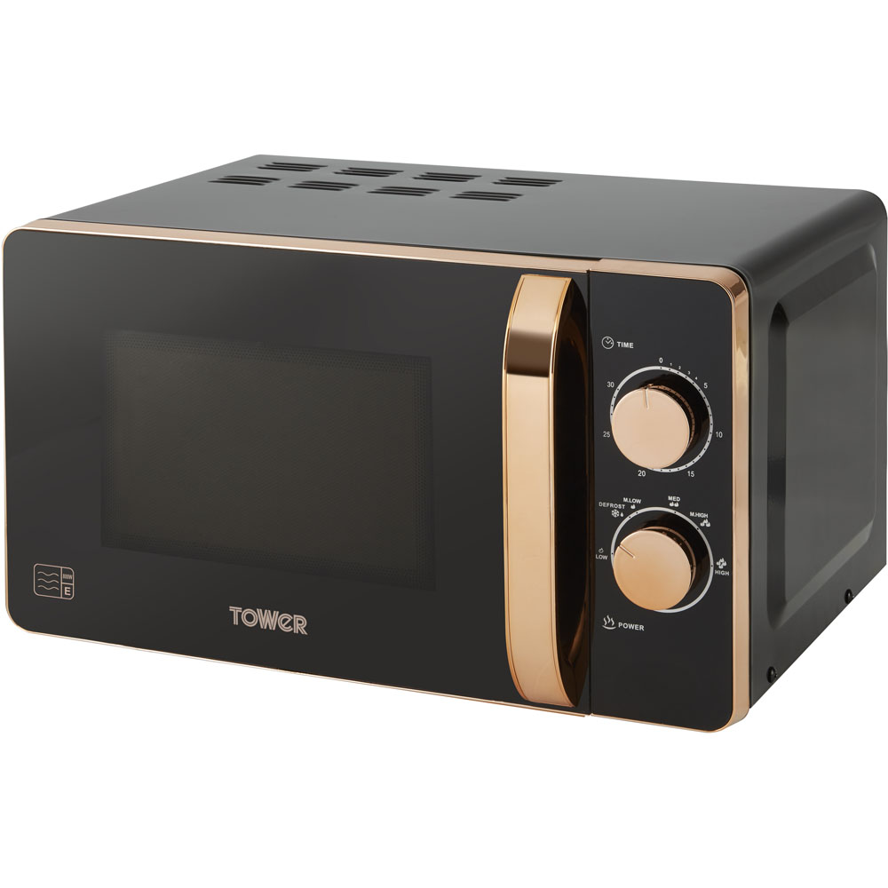Tower T24020 Black & Rose Gold Effect 20L Manual Microwave 800W Image 3