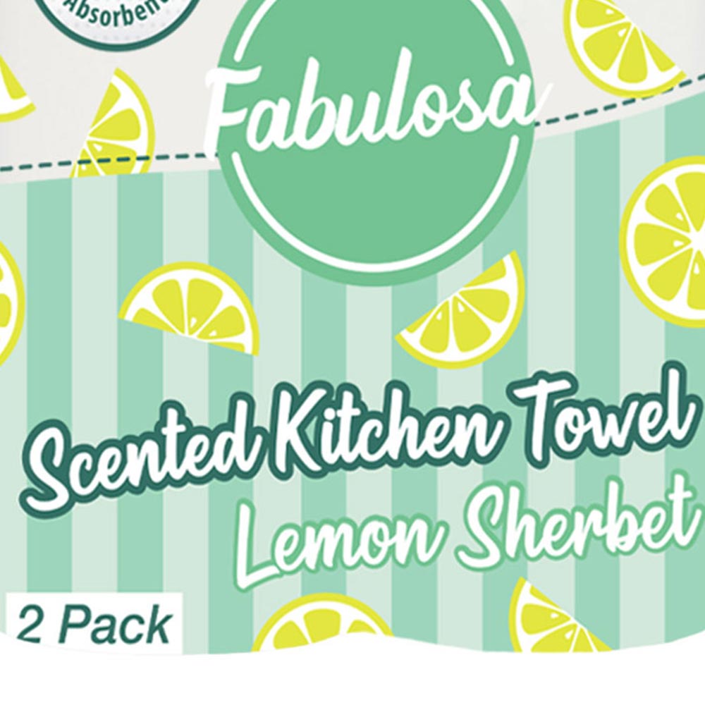 Fabulosa Lemon Sherbet Kitchen Towel Rolls 2 Pack Wilko