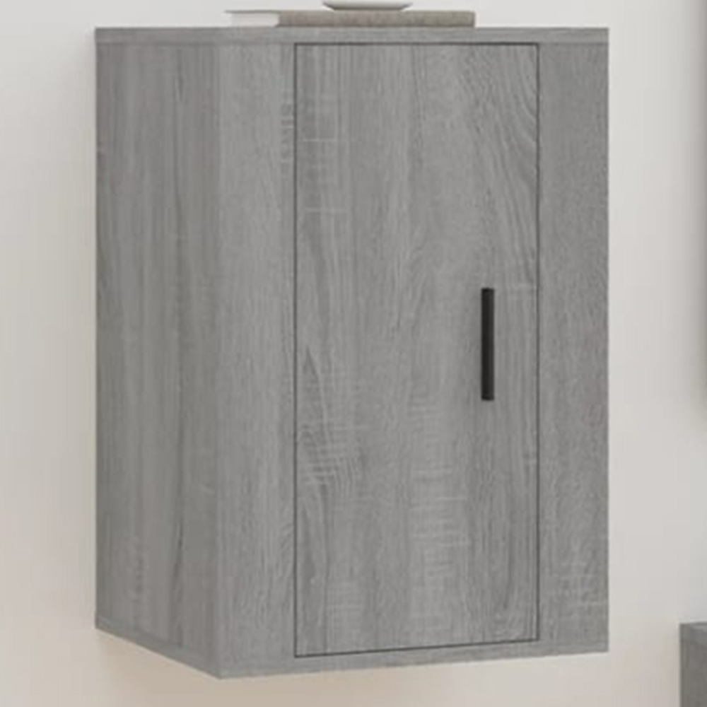 vidaXL Single Drawer Grey Sonoma Wall Mounted TV Cabinet Set of 2 Image 1