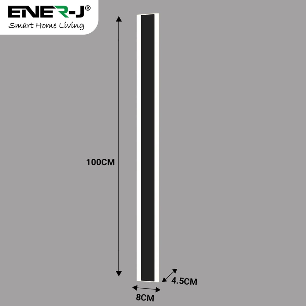 Ener-J 100 x 8cm Acrylic Black Warm White Outdoor Wall Light Image 6