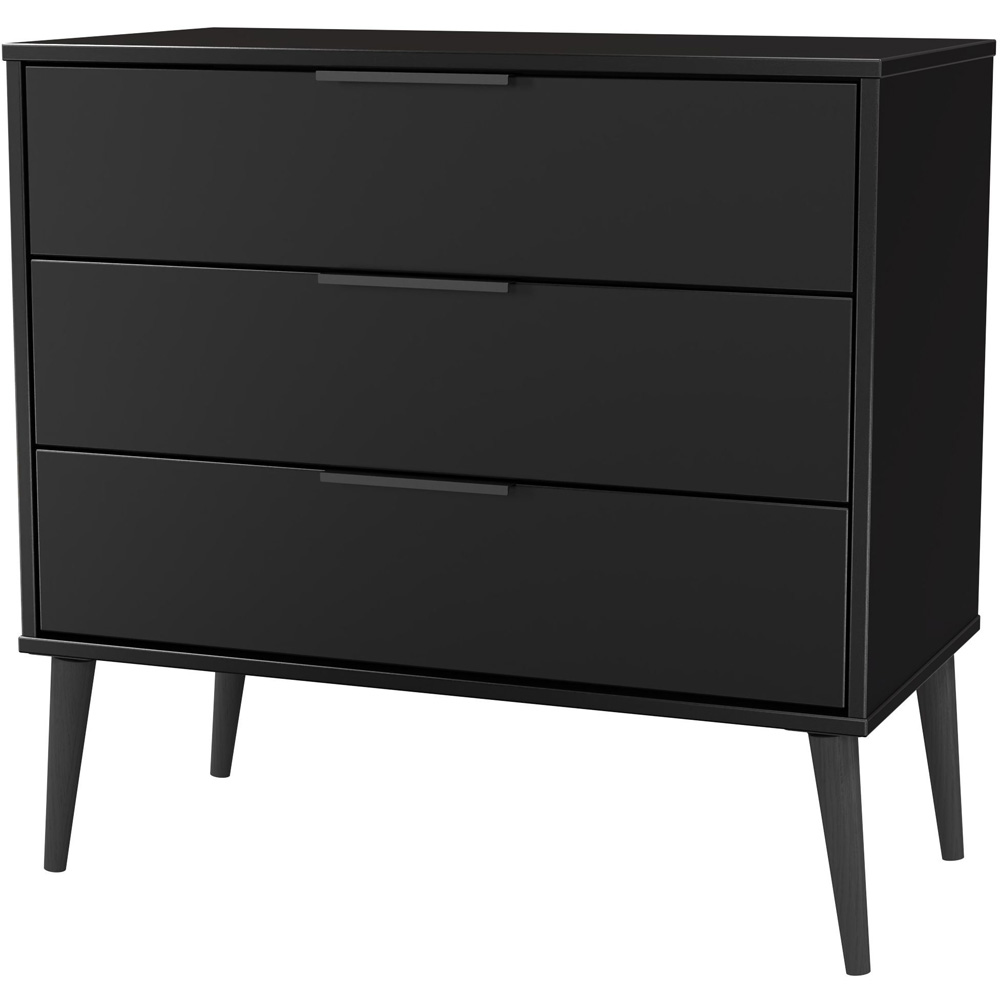 Crowndale Hong Kong 3 Drawer Matt Black Chest of Drawers Ready Assembled Image 4