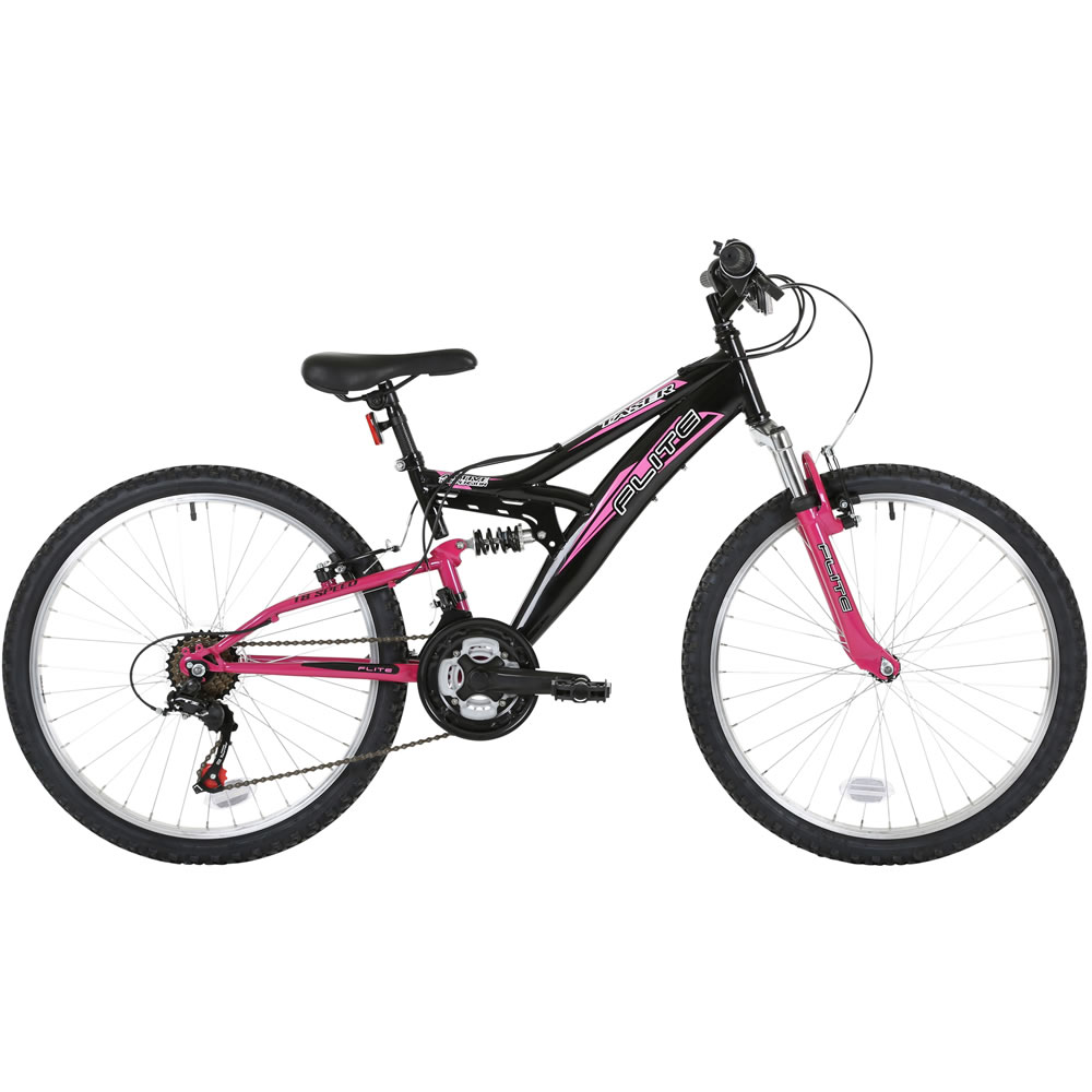 Flite Taser Kids Dual Suspension 18 Speed 14" Black/Pink Bike Image 1