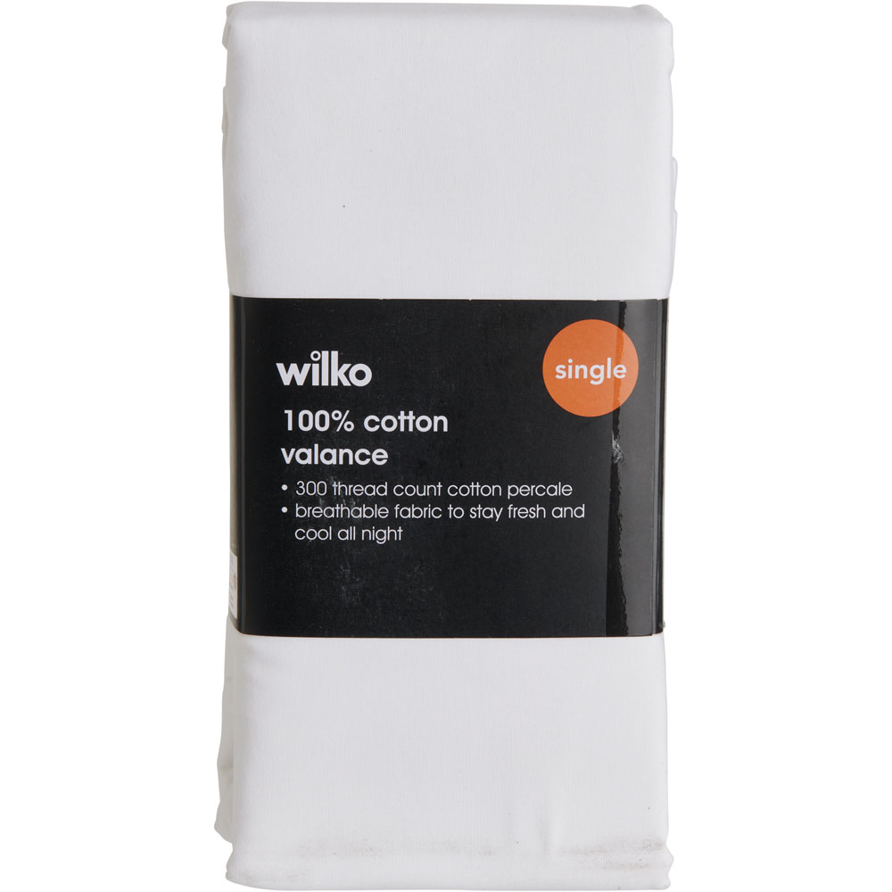 Wilko Best White 300 Thread Count Single Percale Valance Sheet Image 2