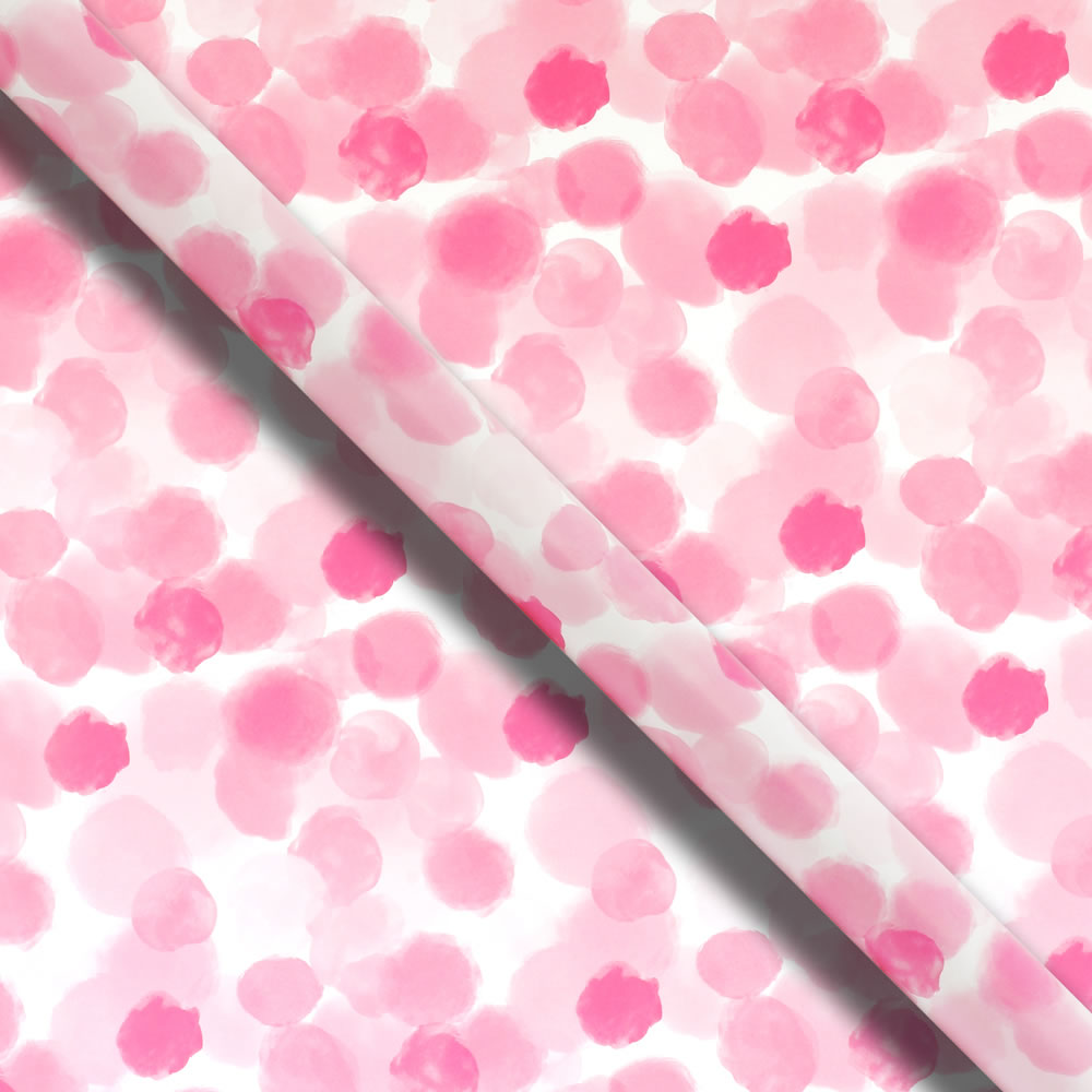 Wilko Pink Dotty Wrapping Paper Roll 2m Image 2