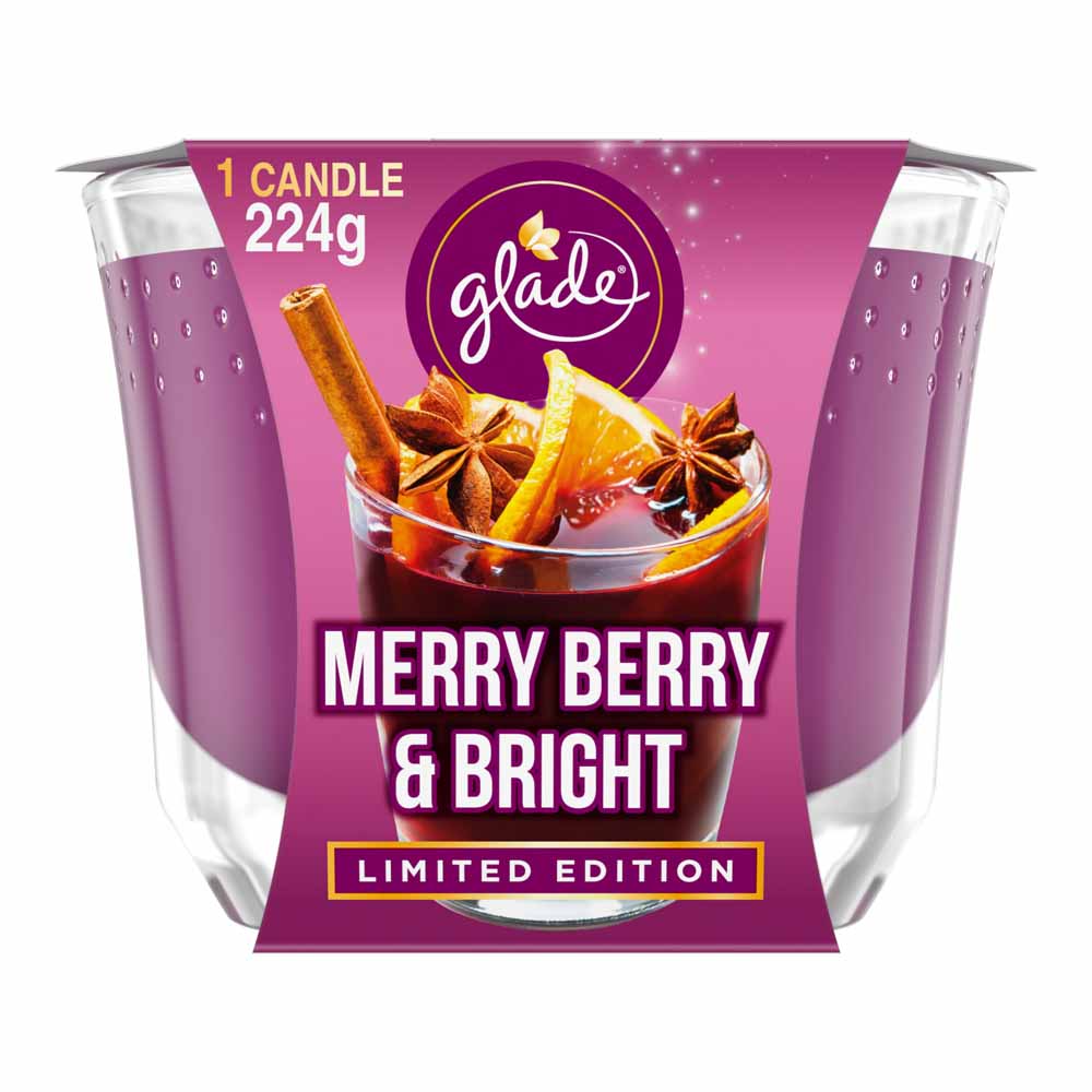 Glade Large Candle Merry Berry and Bright Air Freshener 224g Wilko