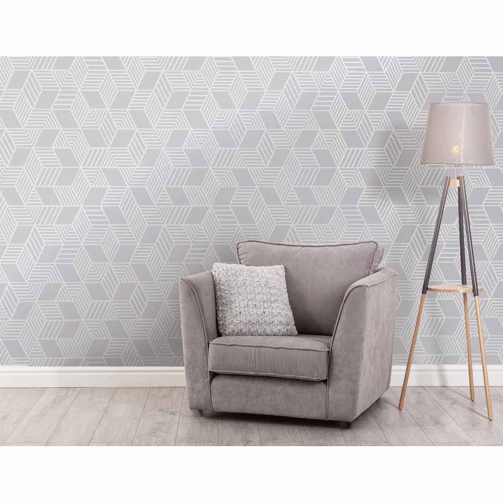 Holden Decor Astonia Geometric Stripe Grey Wallpaper Image 3