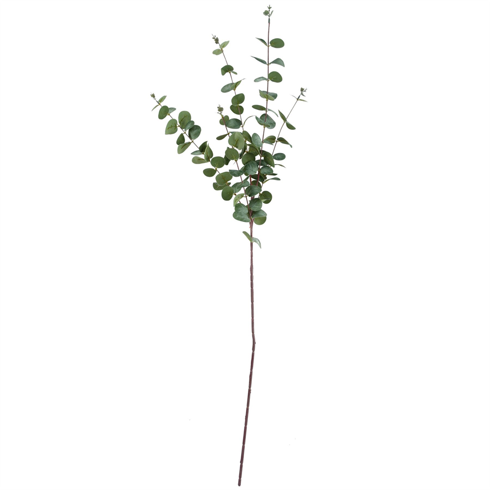 Leaf Red Rose and Eucalyptus Artificial Flower Bundle with Glass Diamond Vase 60cm 8 Pack Image 6