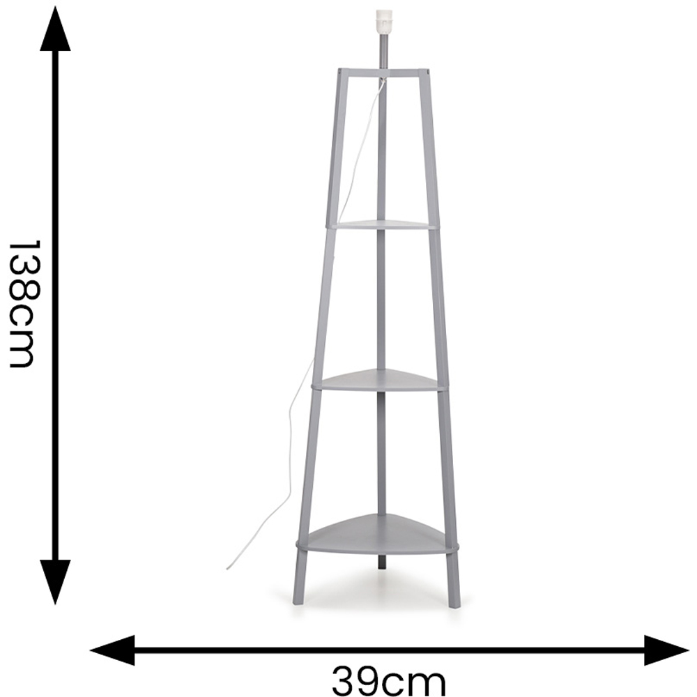 ValueLights Hiru 3 Shelf Grey Floor Lamp Base Image 4