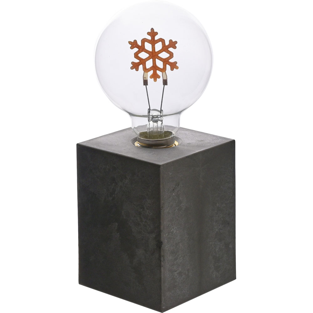 The Christmas Gift Co Grey Square Snowflake Light with Cement Effect Base Image 2