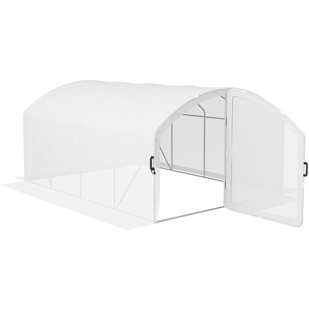 Outsunny White PE Cover 9.8 x 13ft Polytunnel Greenhouse Image 1