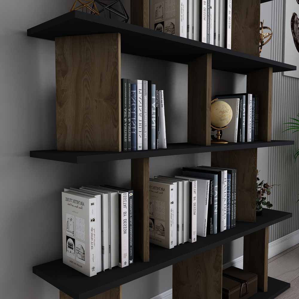 Decorotika Grace 10 Shelf Black and Oud Oak Bookcase Image 3