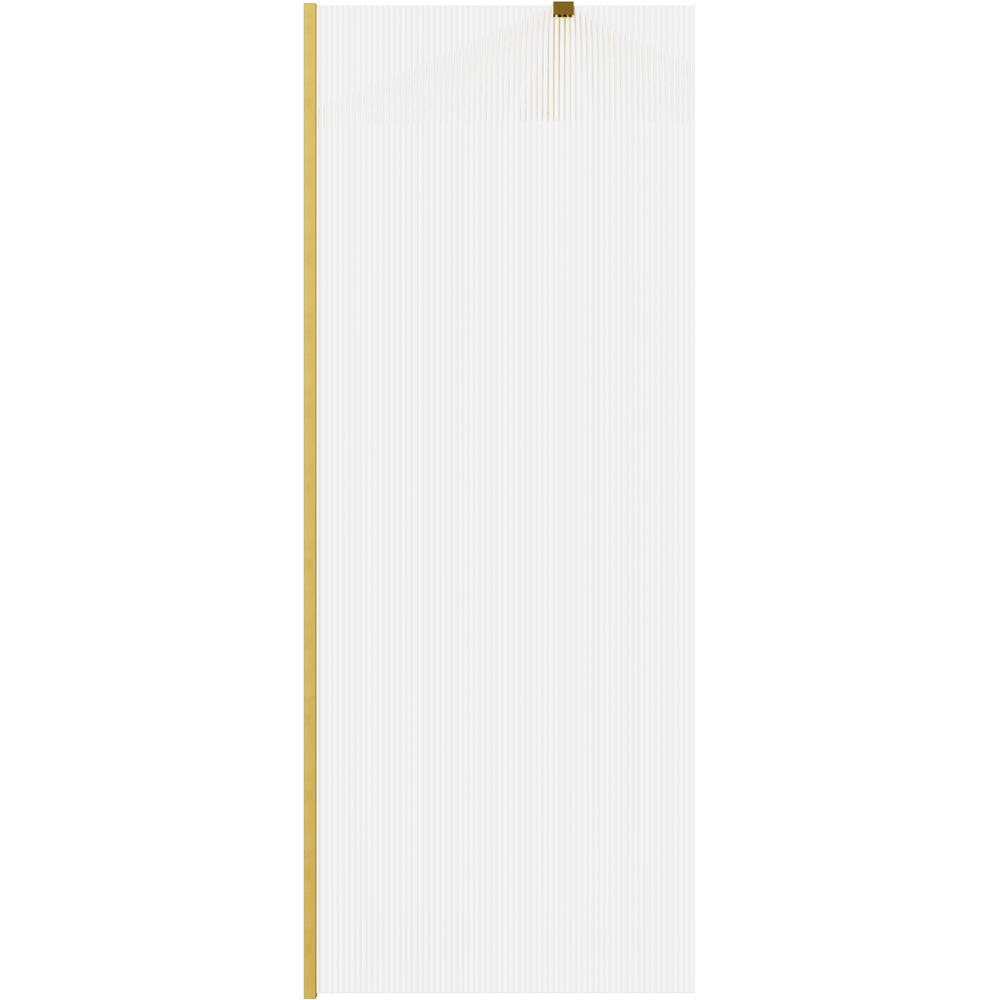 Bathstore Nero Fluted Glass Wetroom Shower Panel with Brushed Brass Profile and Side Arm 900mm Image 4
